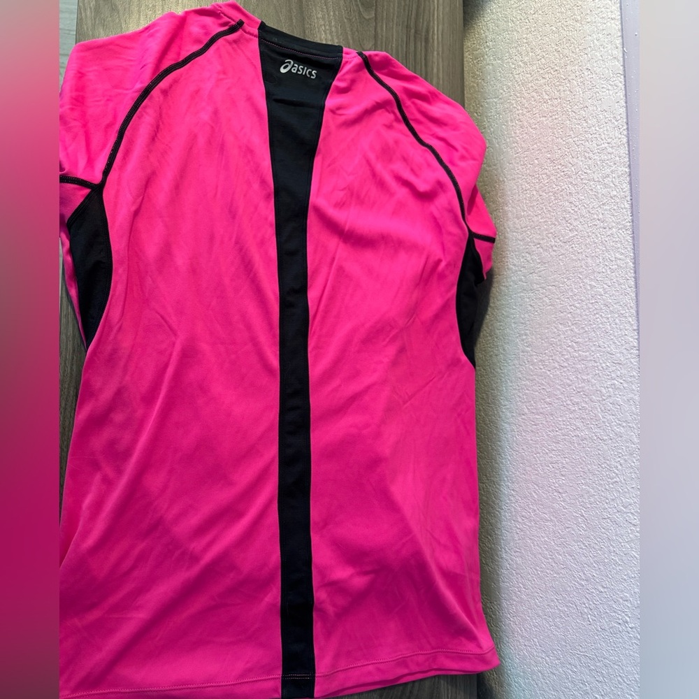 Asics Fuchsia and Black Sports Top